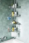 HAMITOR Corner Shower Caddy Tension Pole Quick Installation 4-Tier Rustproof ...