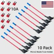 10 Sets Add A Circuit Fuse Tap Micro 2 Blade Fuse Holder + Micro2 10A ATR Fuse