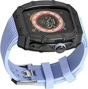 [HKIDKK] Soft Silicone Watch Band Metal Case，For Apple Watch Ultra 49mm，Stainless Steel Watch Cover Sport Bands Integrated Bracelet Military Protection Watch Accessories，For Iwatch 8 With Tool