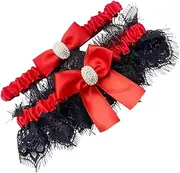 [Healeved] 2Pcs Garter Elastic Leg Bands with Bowknot Design for Wedding Parties and Bride Present Classic Ribbon Lace Durable and Stylish Accessory