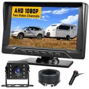 RV Backup Camera 7 Inch HD 1080P Wired Back up Camera 2 Channel System IR Nig...