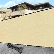 SHADEWIZ 5' x 50' Beige Privacy Screen Fence Cover Heavy Duty Fencing Mesh with Zip Tie for Deck, Patio, Backyard, Outdoor Pool, Porch, Railing - We Can Make Custom Sizes