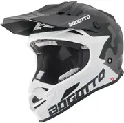 Bogotto V328 Camo Fiberglass Motocross Helmet, black-white, Size L for Men Black White