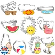 Didaey 10 Pieces Summer Pool Cookie Cutters Pineapple, Ice Cream, Flamingo, F