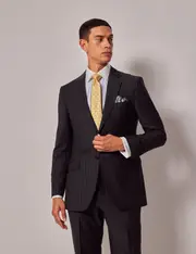 Hawes & Curtis Charcoal Chalk Stripe Wool Slim Fit Suit Jacket Size: 42 (EU 52)