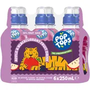 Pop Tops Fruit Drink Apple Blackcurrant Poppers Multipack Lunch Box 250mL x 6 pack
