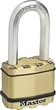 Master Lock Excell Heavy Duty Padlock with Key and Extra-Long Shackle - Cut-Proof Boron Carbide 51mm Shackle - 50mm Size Wide Lock for Storage Locker, Fence Lock and Gate Lock