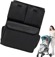 LeoLeozz Stroller Bag Organizer, Pram Organizer with Cup Holder, Large Capacity Stroller Storage Caddy, Stroller Pouch for Carriage, Stroller, Pushchair (Black)