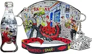 [Planta Color] Flamenco Fabric Wallet with Bottle Opener, Keyring and Embroidered Fabric Bracelet. Happy Designs from Spain and Flamenco