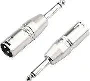 FNKTQL 1/4 Inch TS Mono to XLR Adapter, Male XLR to 6.35mm Quarter Inch Unbalanced Audio Connector Compatible with Stereo,Microphone,Mixer-2 Pack