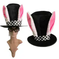在飛比找ETMall東森購物網優惠-兔子頭套帽子萬圣節兔子帽子兔女郎頭飾兔子耳朵禮帽魔術師帽演出