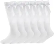 [Bonjour] Back to School Six Pairs Knee Socks with Bow Cotton Rich Long Socks with Bow for Girls