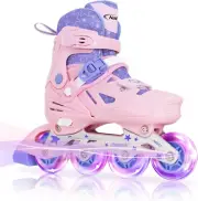 Inline Skates for Girls and Boys Kids, 4 Sizes Adjustable Inline Skates with Lig