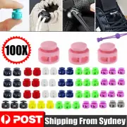 100x Double Hole Toggle Cord Stopper Locks End Drawstring Spring Loaded Hole AUS