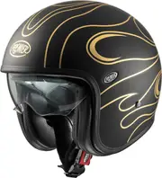 Premier Vintage FR Chromed, open face helmet , color: Matt-Black/Gold , size: M
