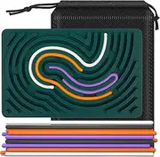 Silicone Sensory Activity Board for Kids & Adults - Fidget Toy for Autism, ADHD & Anxiety Relief, Push & Peel Design,20 Strings (Green)