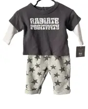 Grayson Mini Outfit Baby 3-6 M Pants & Long Sleeve Shirt "Radiate Positivity"