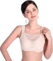 [BIMEI] Lace Mastectomy Bra Soft lace Plus Wide Straps Pocket Bra for Silicone Breast Froms Pocket Bra Fake Boobs Prosthesis