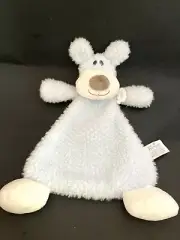 Demdaco NAT & JULES Blue Puppy Dog Baby Lovey Rattle Plush Security Blanket New