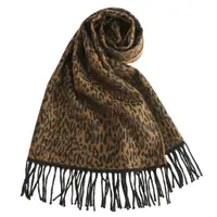 在飛比找蝦皮商城優惠-GINZA U時尚豹紋風織紋羊毛圍巾(咖啡)359999-5