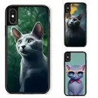 Anti scratch Cover art grey korat cat For iPhone XS 11 12 13 14 15 16 Pro Max