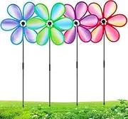 Wind Spinner - Set of 4 Petal Shape Wind Spinners Sculptures,Scare Birds Away, Decorative Ornament for Backyard Lawn Terrace Porch Courtyard