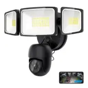 Floodlight Camera 360° View 2K HD Video Security Camera Outdoor, 5500LM Black