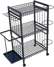 Hellery Sports Equipment Organizer with Wheels, Rolling Ball Storage Rack, Garage Storage Cart