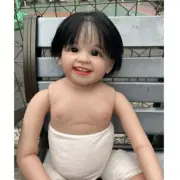 30" Reborn Baby Toddler Doll Shanti Paited Kit Hand-Rooted Black Hair Handmade