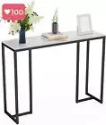 Sleek White Marble Console Table – Modern Hallway Table Narrow Sideboard