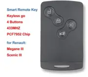 Keyless-go Smart Remote Car Key Fob 4 Buttons 433Mhz PCF7952 Chip for Renault