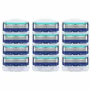 12pcs Razor Blade Shaving Razor Blade Refills for Fusion 5,Blue New Version