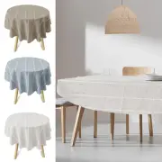 Rustic Stripe Embroidered Tablecloth Elegant Oval Dining Table Cloth ▥