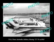 OLD LARGE HISTORIC PHOTO OF TAA AVIATION, BOEING 727 c1965