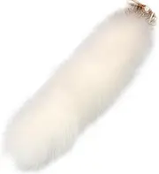 [Wedhapy] Faux Fur Fox Tail 15.8'' - Soft Animal Keychain, Fluffy Therian Pendant, Long Charm Holder for Handbag - White