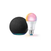 Echo Dot with WiZ 60W A19 LED Smart Color Bulb - Connects to Your Wi-Fi - E26 Ba