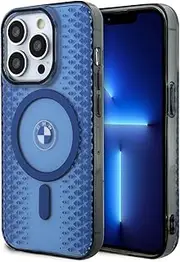 BMW Phone Case Compatible with Magsafe and iPhone 15 Pro in IML Blue Tire Track, Anti-Scratch PC/TPU, Comfortable & Durable Hard Case with Accessible Ports, Shock Absorption & Signature Logo