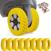 [Generic] Trolley Case Caster Sleeve Dustproof Anti-Noiseshock Absorption Castor Sleeve Universal Wheels Silent Luggage Silicone Suitcase Rubber Wheel Covers Multi Color (Yellow 8pcs)