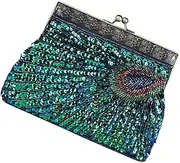 [Minkissy] Retro Peacock Sequin Evening Bag for Women Elegant Handbag Clutch Purse for Parties Weddings and Formal Events Durable and Unique Design