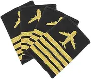 TOGEVAL 2 Pairs Pilot Epaulets with Stripes Aviation Shoulder Boards for Captain Flight Attendant Costumes Durable Comfortable Uniform Accessories for Cosplay Stage Performance