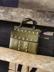 Tory Burch Block-T-Mini Satchel Handbag with stud Brand New With Tag