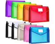9 Pieces Plastic File Folders Envelope Expanding File Wallet Organizer Documents Folder with Snap Closure and Pocket
