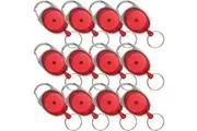 Rexel Retractable Key Chain Ring Holder Snap Lock Red 12 Pack