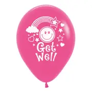 Get Well Soon Smiley Faces Fashion Fuchsia Pink Latex Balloons 25 Pack