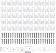 50 Pcs LED Strip Clips, Waterproof LED Strip Mounting Clips Holder, Mounting Bracket Fixing Clips, fit 10mm to 12mm Silicone LED Strip Lighting, Translucent