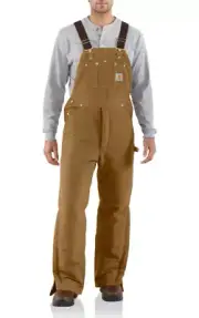 Carhartt Arctic Quilt-Lined Duck Zip-to-Knee 42x32 Bib Overalls Double Knee