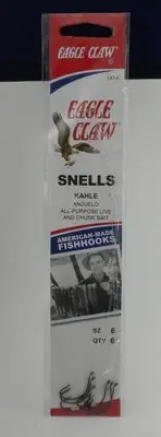 Eagle Claw 147#6 Card Of 6 Bronze Kahle Snell Hook