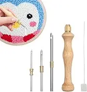 Punch Needle Tool, Handle Punch Needle, Wooden Handle Sewing Machine Punch Needle Thread G Thread - Up Craft with Punch Needle Kit, Perfect for Embroidery, Embroidery, Sewing Projects for Clothing and