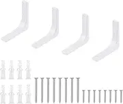 Tanstic 4 Pack 4 x 4 Inch L Shape Shelf Brackets, Heavy Duty Decorative Shelf Brackets Wall Floating Shelf Bracket, L Corner Brace Angle Brackets Shelf Support with Screws for DIY Shelving(White)
