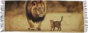 [AIXIWAWA] Vintage Cat Lion Women's Pashminas Scarf, Shawls Wrap Lightwight Tassel for Evening Dress Dinner Party, Multicolor
